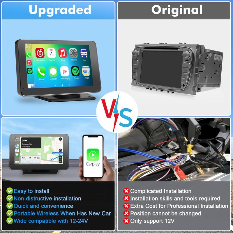 2025 Wireless CarPlay Screen – Portable Display for iPhone & Android
