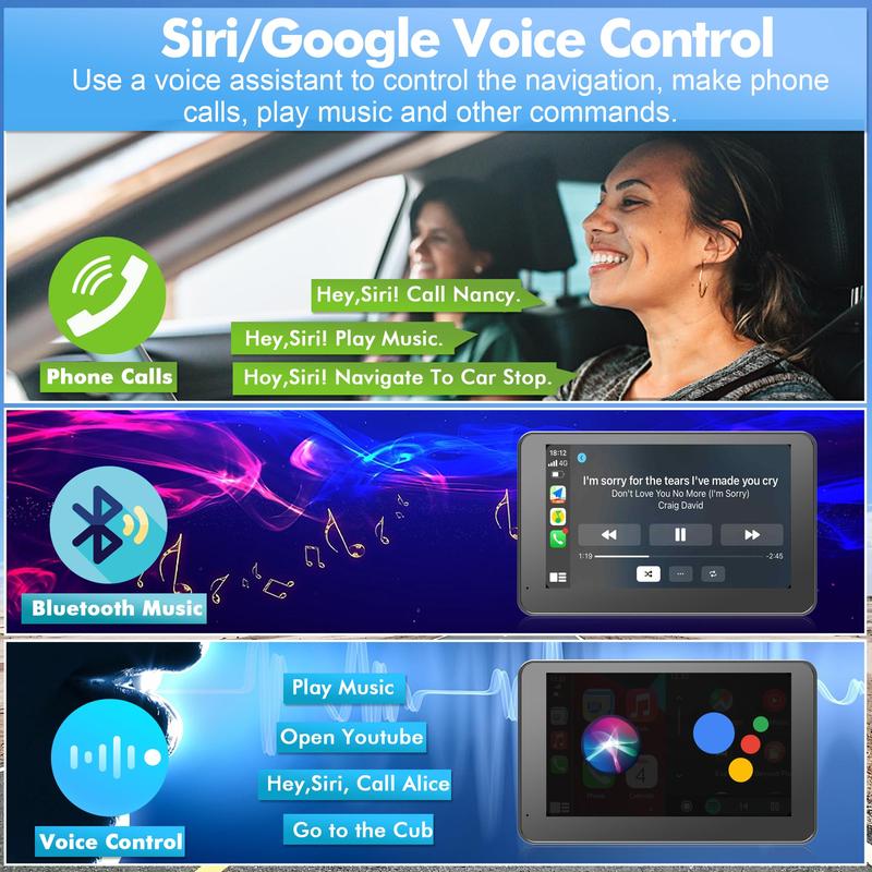 2025 Wireless CarPlay Screen – Portable Display for iPhone & Android